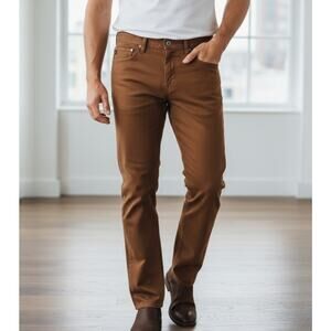 AG Everett Slim Straight Rust Brown Sueded Cotton Pants Men's Size 32x32 NWOT